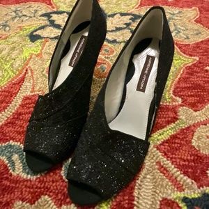 NEVER WORN Adrienne Vittadini, Party black glitter shoes ! size 8M